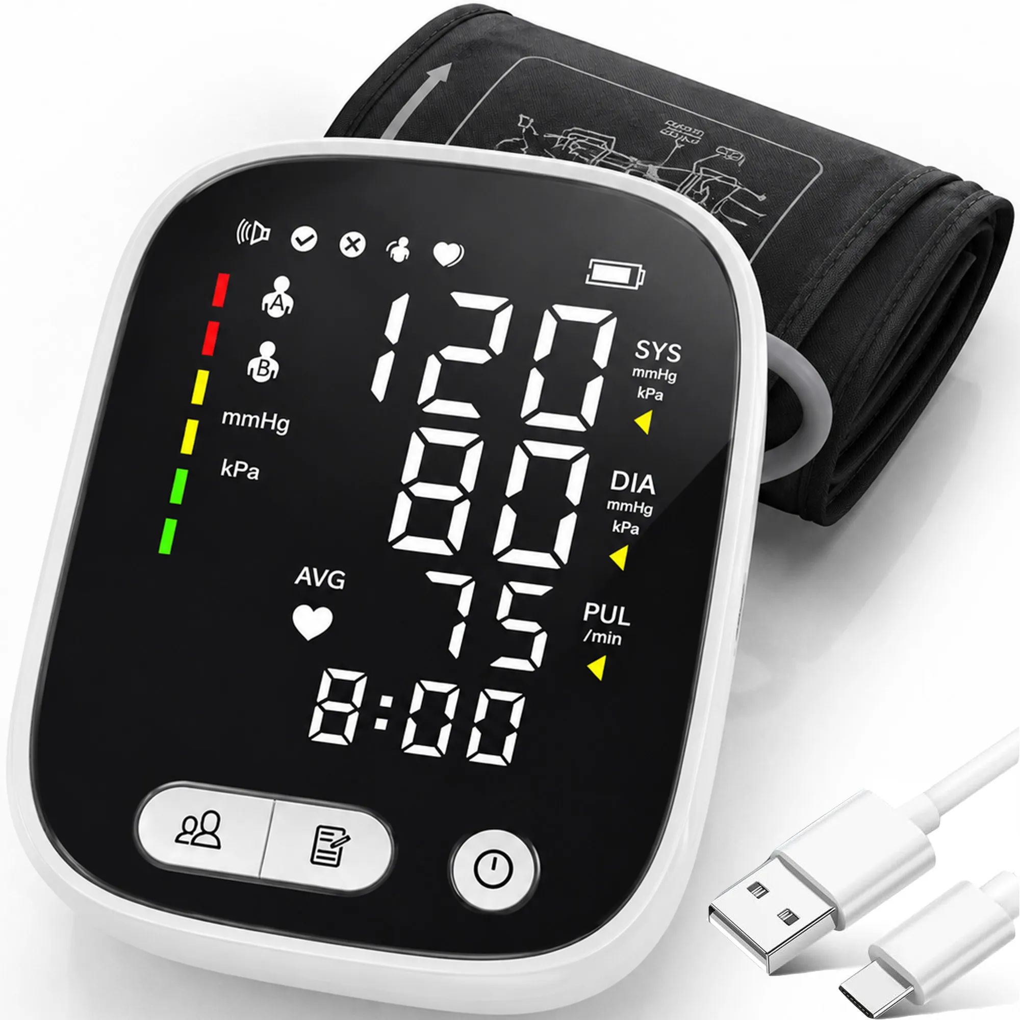 Automatic Upper Arm Blood Pressure Monitor, Backlit Display (2-Pack)